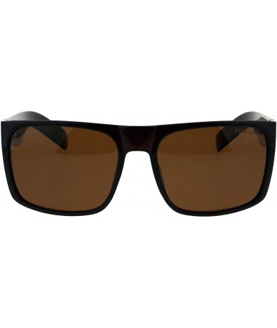 Rectangular Mens Polarized Lens Sunglasses Classic Fashion Rectangular Frame - Brown (Brown) - C618KZMD2KN $22.44