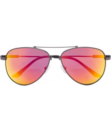 Aviator Memory Bridge and Arm Bifocal Sunglasses Polit Style Sunshine Readers Men Women - Red-mirror - CN18NHS77A9 $33.83