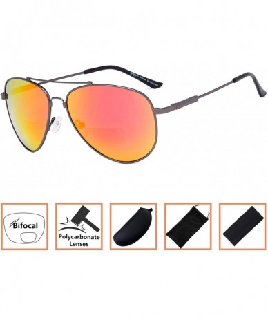 Aviator Memory Bridge and Arm Bifocal Sunglasses Polit Style Sunshine Readers Men Women - Red-mirror - CN18NHS77A9 $33.83