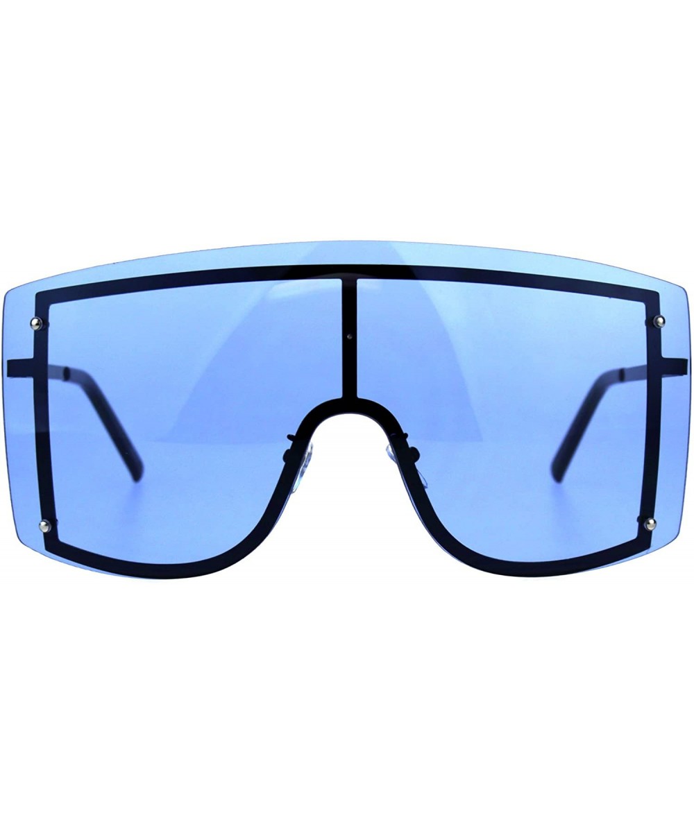 Shield Extra Oversized Shield Robotic Futuristic Pop Color Sunglasses - Black Blue - C718CMNXRA0 $25.97