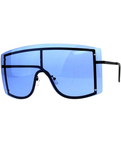 Shield Extra Oversized Shield Robotic Futuristic Pop Color Sunglasses - Black Blue - C718CMNXRA0 $25.97