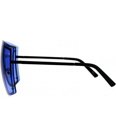 Shield Extra Oversized Shield Robotic Futuristic Pop Color Sunglasses - Black Blue - C718CMNXRA0 $25.97