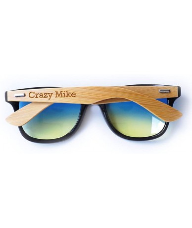 Wayfarer Personalized Wooden 2 Tone Lens Sunglasses Unisex Custom Wood Groomsman Gift - Blue With Wooden Box - C0185WZZOQ9 $3...