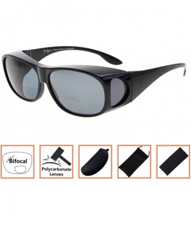 Oval Polarized Bifocal Sunglasses to Wear Over Regular Glasses for Women Men Readers - Grey - CU18CNXUCG8 $47.19