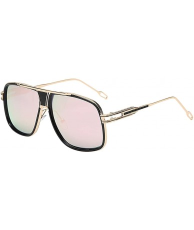 Square Eyewear Womens Men Square Vintage Retro Sunglasses - Gold Frame Rose Gold Lens - CE19358EU75 $26.22