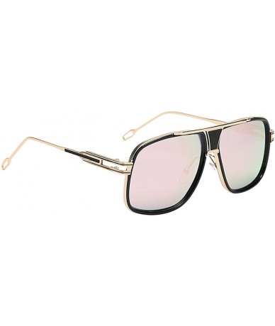 Square Eyewear Womens Men Square Vintage Retro Sunglasses - Gold Frame Rose Gold Lens - CE19358EU75 $26.22