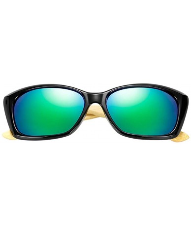 Rectangular Wooden Frame Lightweight Sunglasses Cool Classic Eyewear Anti-UV Glasses for Man - Black Green - C318NW36DSO $20.05