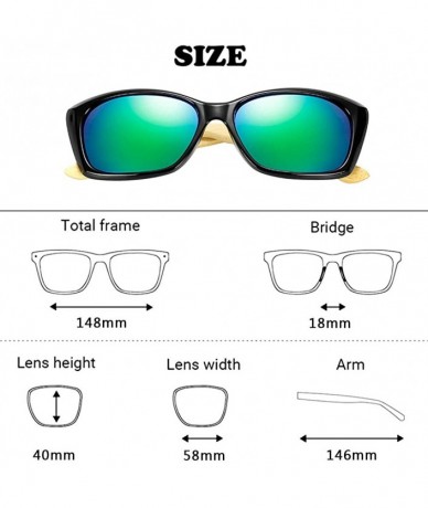 Rectangular Wooden Frame Lightweight Sunglasses Cool Classic Eyewear Anti-UV Glasses for Man - Black Green - C318NW36DSO $20.05