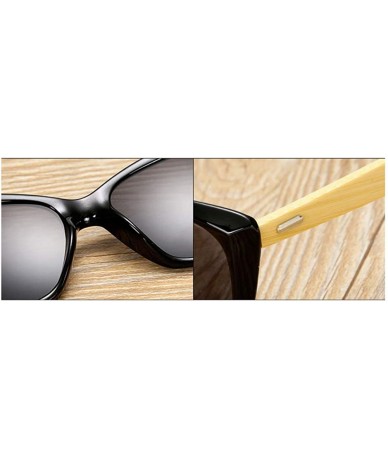 Rectangular Wooden Frame Lightweight Sunglasses Cool Classic Eyewear Anti-UV Glasses for Man - Black Green - C318NW36DSO $20.05