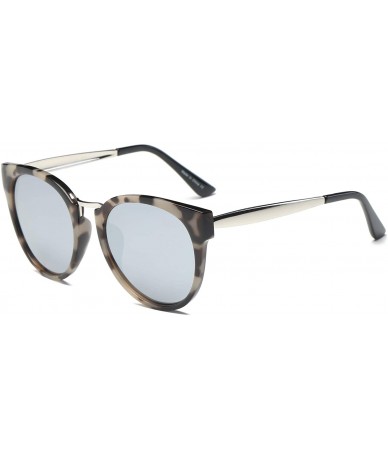 Round Women Modern Fashion Round Oversized Cat Eye UV Protection Sunglasses - Grey - C718WU829GS $37.78