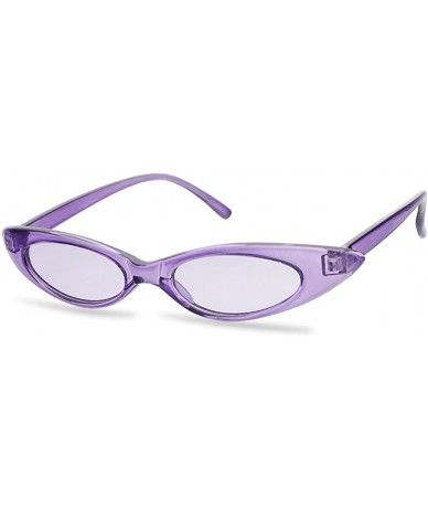 Cat Eye Retro Slim Vintage Wide Oval Cat Eye Pointy Small Thin Clout Sunglasses Mod Chic Shades - Purple Frame - Purple - C71...