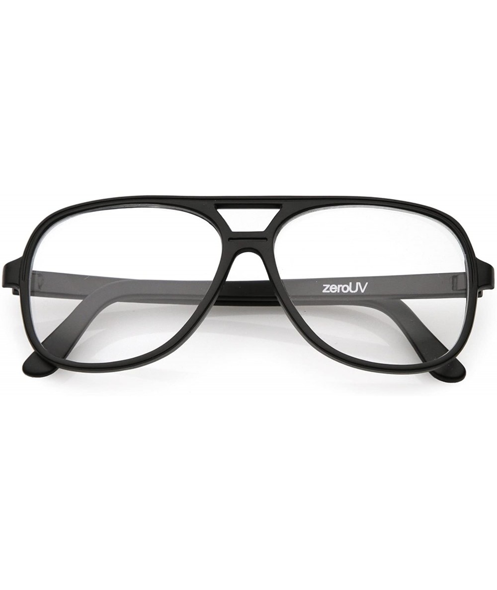 Square Vintage Inspired Classic Square Plastic Retro Style Aviator With Clear Lens - Matte Black - CW187AYLTS3 $19.37