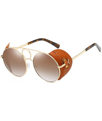 Round 2020 Fashion punk Sunglasses Brand Design Round Shades Women Vintage Mens Goggle UV400 - Brown - C2192AAKUWK $26.40