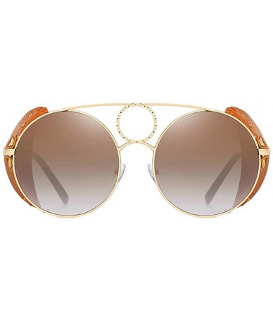 Round 2020 Fashion punk Sunglasses Brand Design Round Shades Women Vintage Mens Goggle UV400 - Brown - C2192AAKUWK $26.40