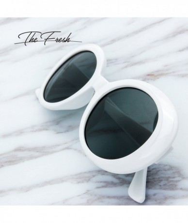 Goggle Clout Goggles Oval Mod Retro Vintage Kurt Cobain Inspired Sunglasses Round Lens Gift Box - 5-shiny White - C318670LTIX...