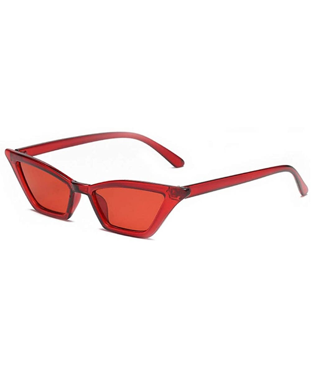 Goggle Women Cat Eyes Sunglasses - Vintage Ladies Square shade Glasses Goggle - Red/Red - C618ET6YHI0 $19.08