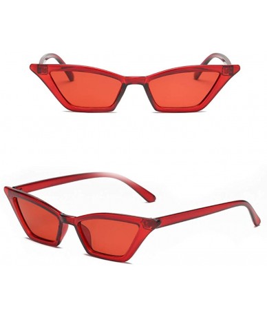 Goggle Women Cat Eyes Sunglasses - Vintage Ladies Square shade Glasses Goggle - Red/Red - C618ET6YHI0 $19.08