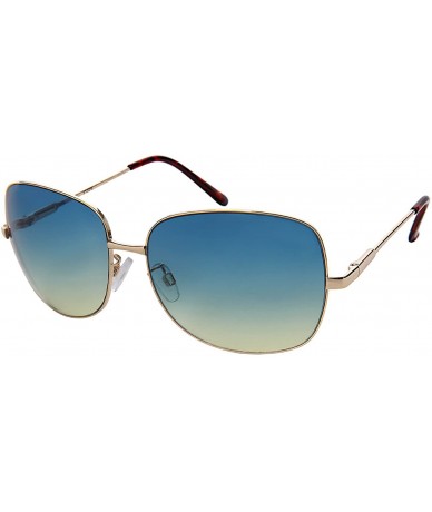 Square Chic Square Metal Sunnies w/Ocean Color Lens 3102S-OCR - Gold - C0182OU4QHG $18.60