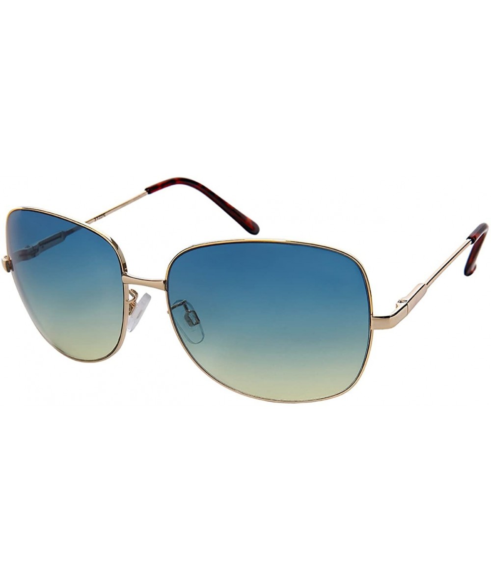 Square Chic Square Metal Sunnies w/Ocean Color Lens 3102S-OCR - Gold - C0182OU4QHG $18.60