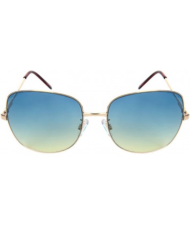 Square Chic Square Metal Sunnies w/Ocean Color Lens 3102S-OCR - Gold - C0182OU4QHG $18.60