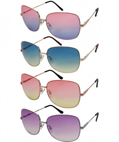 Square Chic Square Metal Sunnies w/Ocean Color Lens 3102S-OCR - Gold - C0182OU4QHG $18.60