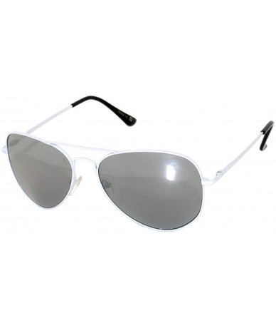 Aviator Classic Aviator Sunglasses Mirror Lens Colored Metal Frame with Spring Hinge - White_mirror_lens - C21223Q8SEP $19.23