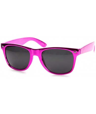 Wayfarer Shiny Chrome Color Foil Reflective Coat Horn Rimmed Style Sunglasses (Pink) - CF11J2QUP9B $19.56