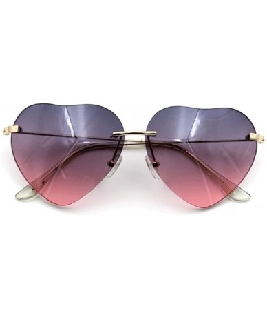 Rimless Women's S5964 Rimless Frame Oversized Heart Shape Lens 63mm Sunglasses - Grey Pink - CQ122RBNRFL $20.05