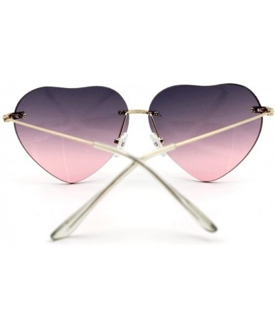 Rimless Women's S5964 Rimless Frame Oversized Heart Shape Lens 63mm Sunglasses - Grey Pink - CQ122RBNRFL $20.05