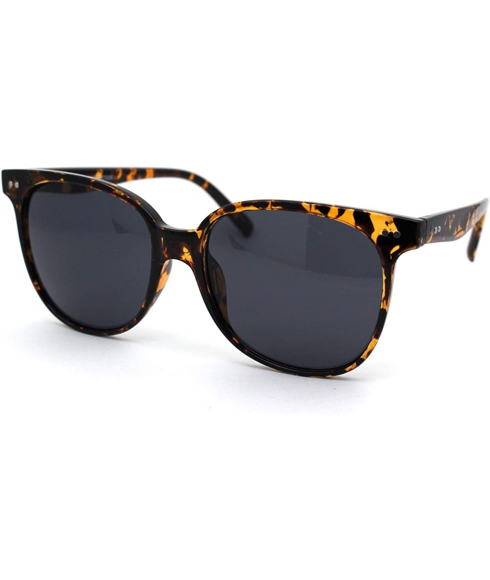 Rectangular Mod Minimal Thin Horn Rim Retro Plastic Sunglasses - Tortoise Solid Black - CQ18ZCL0K8K $18.45