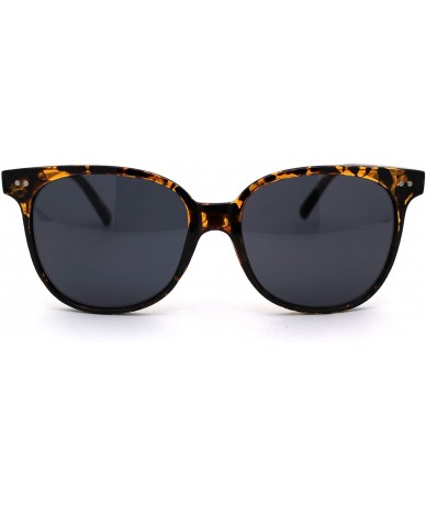 Rectangular Mod Minimal Thin Horn Rim Retro Plastic Sunglasses - Tortoise Solid Black - CQ18ZCL0K8K $18.45