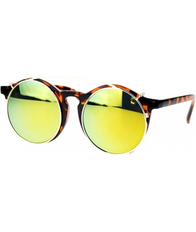 Round Circle Round Keyhole Glasses Sunglasses with Detachable Mirrored Lens Clip On - Tortoise Orange - CZ11ZFVX823 $18.79