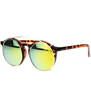 Round Circle Round Keyhole Glasses Sunglasses with Detachable Mirrored Lens Clip On - Tortoise Orange - CZ11ZFVX823 $18.79