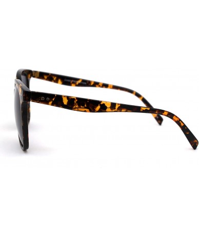 Rectangular Mod Minimal Thin Horn Rim Retro Plastic Sunglasses - Tortoise Solid Black - CQ18ZCL0K8K $18.45