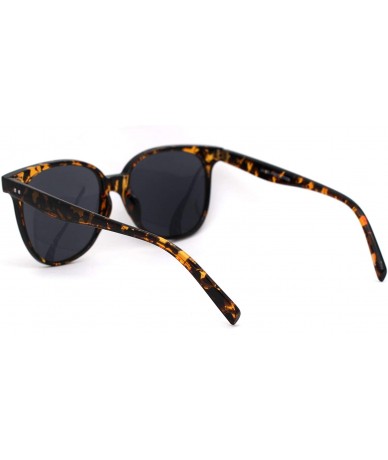 Rectangular Mod Minimal Thin Horn Rim Retro Plastic Sunglasses - Tortoise Solid Black - CQ18ZCL0K8K $18.45