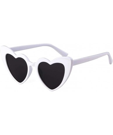 Cat Eye Clout Goggle Heart Sunglasses Retro Vintage Cat Eye Mod Style Kurt Cobain Glasses - White - C918G45WU0O $18.77