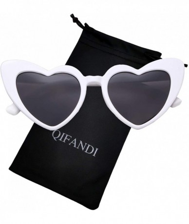 Cat Eye Clout Goggle Heart Sunglasses Retro Vintage Cat Eye Mod Style Kurt Cobain Glasses - White - C918G45WU0O $18.77