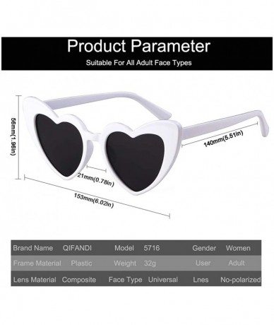 Cat Eye Clout Goggle Heart Sunglasses Retro Vintage Cat Eye Mod Style Kurt Cobain Glasses - White - C918G45WU0O $18.77