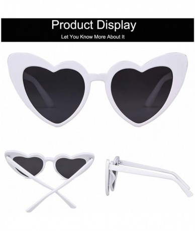 Cat Eye Clout Goggle Heart Sunglasses Retro Vintage Cat Eye Mod Style Kurt Cobain Glasses - White - C918G45WU0O $18.77