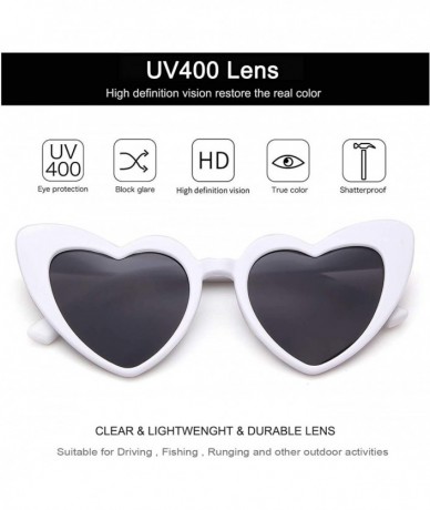 Cat Eye Clout Goggle Heart Sunglasses Retro Vintage Cat Eye Mod Style Kurt Cobain Glasses - White - C918G45WU0O $18.77