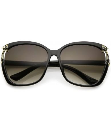 Oversized Women's Oversize Metal Fox Accent Cutout Square Sunglasses 60mm - Black Gold / Lavender - CR184S40TTW $20.17