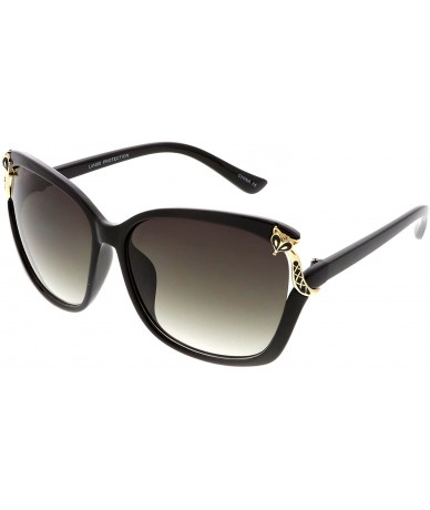 Oversized Women's Oversize Metal Fox Accent Cutout Square Sunglasses 60mm - Black Gold / Lavender - CR184S40TTW $20.17