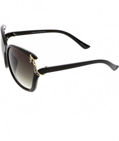 Oversized Women's Oversize Metal Fox Accent Cutout Square Sunglasses 60mm - Black Gold / Lavender - CR184S40TTW $20.17