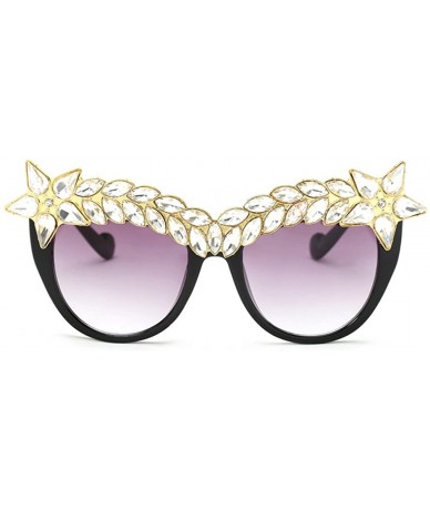 Oversized Womens Luxury Diamond Decorated Sunglasses UV400 Retro Eyeglasses - Style 02 - CP18GWSAY3R $24.34