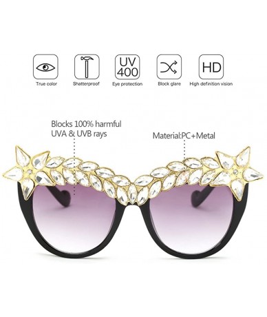 Oversized Womens Luxury Diamond Decorated Sunglasses UV400 Retro Eyeglasses - Style 02 - CP18GWSAY3R $24.34