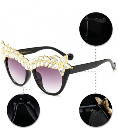 Oversized Womens Luxury Diamond Decorated Sunglasses UV400 Retro Eyeglasses - Style 02 - CP18GWSAY3R $24.34