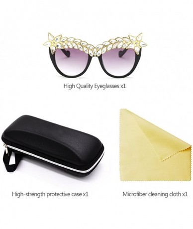 Oversized Womens Luxury Diamond Decorated Sunglasses UV400 Retro Eyeglasses - Style 02 - CP18GWSAY3R $24.34