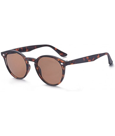 Sport Vintage Polarized Horn Rimmed Round Circle Sunglasses UV400 Protection - Leopard/Brown - C118E5DNRWX $22.31