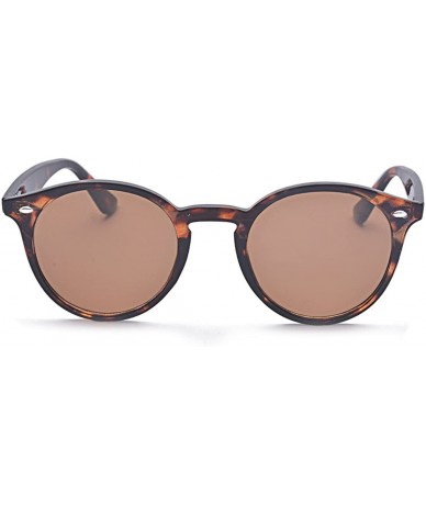 Sport Vintage Polarized Horn Rimmed Round Circle Sunglasses UV400 Protection - Leopard/Brown - C118E5DNRWX $22.31