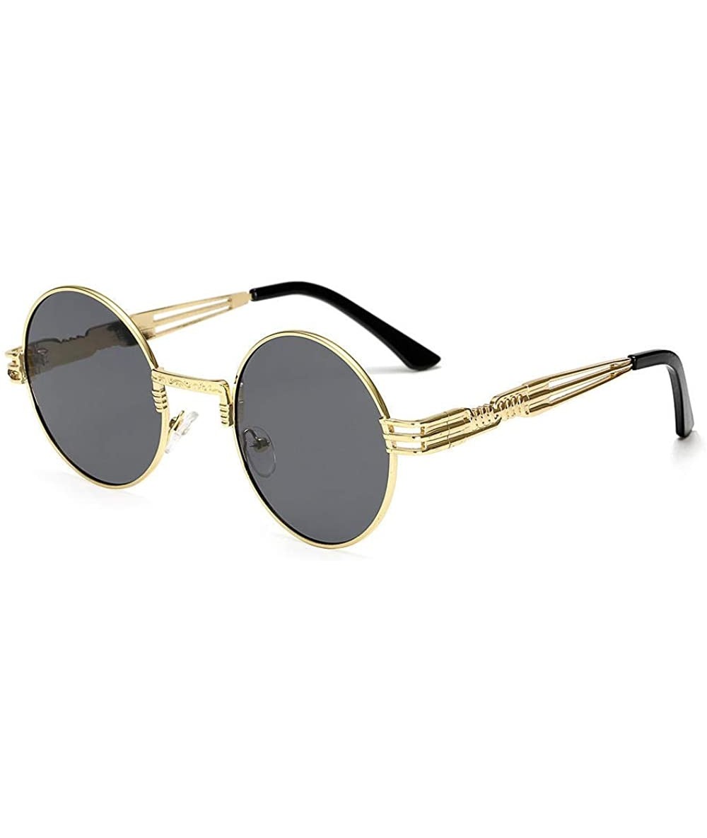 Round Sunglasses Round Frame Tide Men Fashion Sunglasses Metal Round Glasses - CH18X7WWCDH $77.91